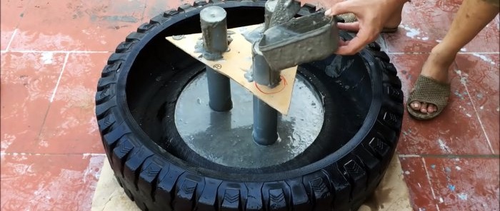 Comment fabriquer une fontaine de jardin à trois niveaux avec de vieux pneus