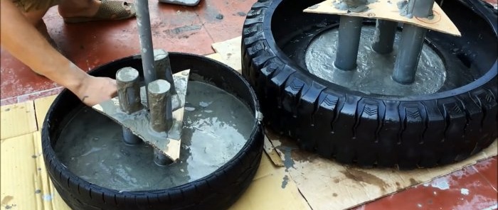 Jak vyrobit třípatrovou zahradní fontánu ze starých pneumatik