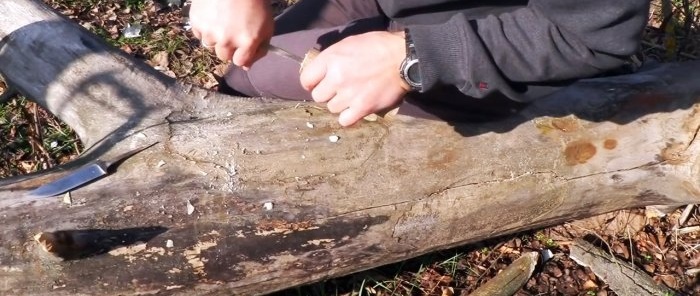 El montaje más sencillo del mango de un cuchillo sin pegamento.