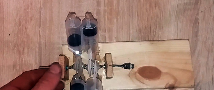 Cómo hacer un potente mini compresor de 4 pistones con jeringas desechables