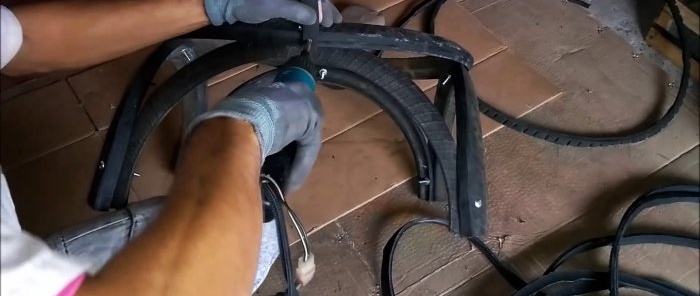 Making a garden chair from old tires