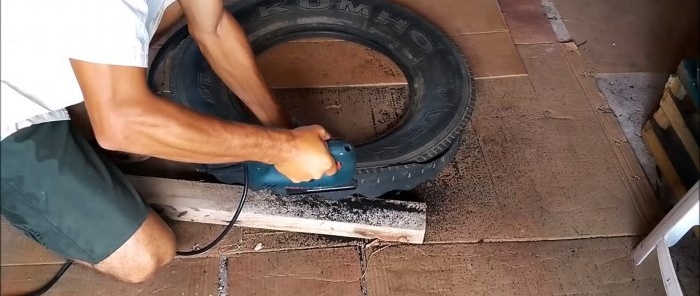 Making a garden chair from old tires