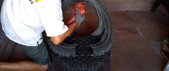 Výroba zahradního křesla ze starých pneumatik