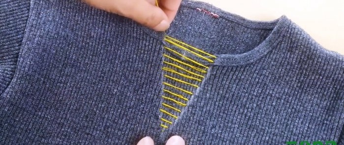 How to narrow the neckline of a sweater or T-shirt with your own hands