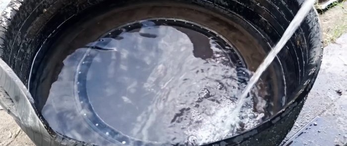 Cómo hacer un tanque de agua con un neumático viejo.