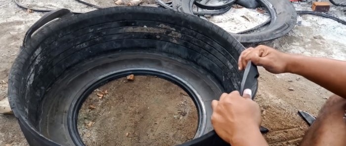 Cómo hacer un tanque de agua con un neumático viejo.