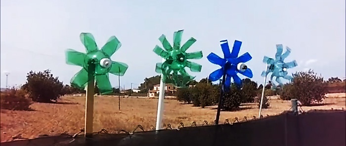 Wie man aus einer Plastikflasche eine Gartenwindmühle baut