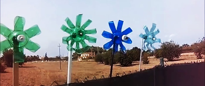 Como fazer um moinho de vento de jardim com uma garrafa de plástico
