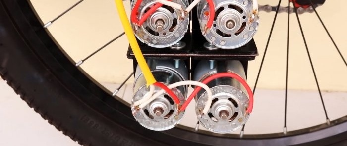 Como fazer uma bicicleta elétrica potente usando 4 motores de baixa potência