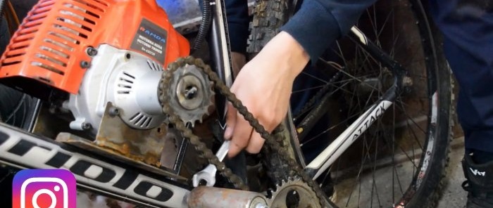 Kaip sumontuoti variklį iš krūmapjovės į dviratį