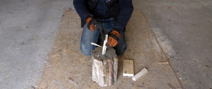 Két sarokból és lendkerékből egy hasznos eszközt készítettem a fa aprítására