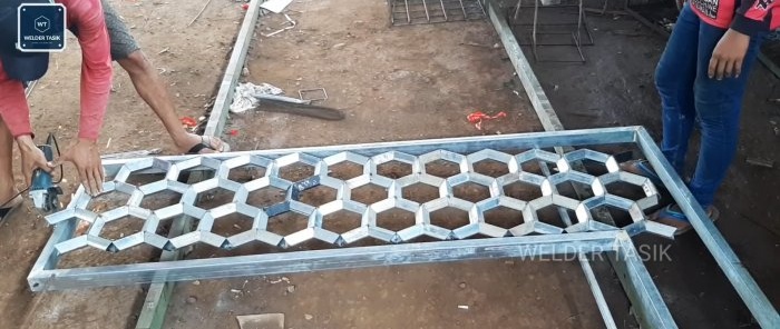 Paano magwelding ng magandang honeycomb partition mula sa isang profile pipe