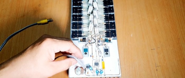 Montaje de un amplificador de 500 W mediante transistores para montaje en superficie