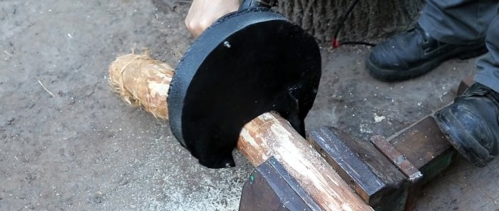 Drill attachment made from an old grinder for sawing wood