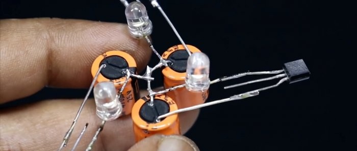 Kako sastaviti bljeskalicu s tri LED-a na 220 V