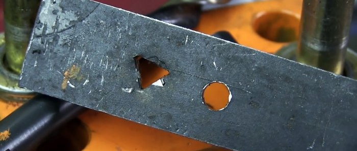 كيفية عمل ثقب مثلث في الفولاذ السميك