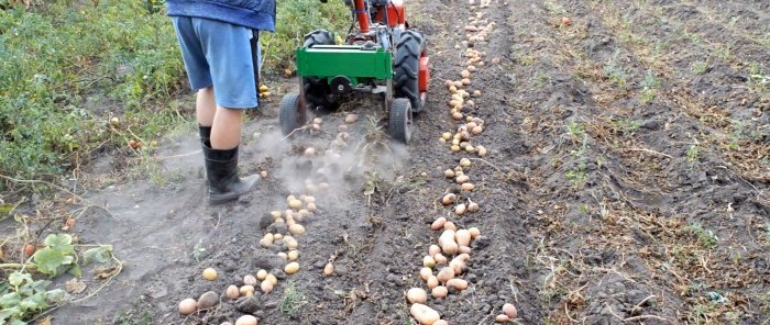 Do-it-yourself na pinasimple na potato digger para sa isang walk-behind tractor