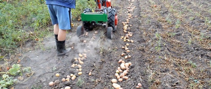 Bir arkadan çekmeli traktör için kendin yap basitleştirilmiş patates kazıcı