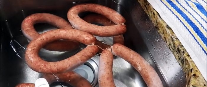 Homemade Krakow sausage in the oven. Taste from Soviet childhood