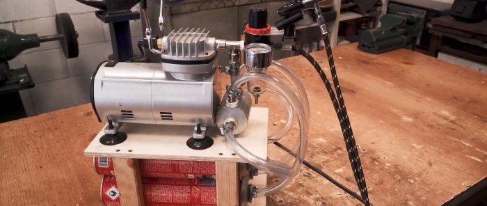 Cara membuat penerima untuk pemampat berus udara daripada tin aerosol
