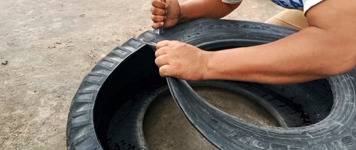 Cómo cortar un neumático de coche en tiras finas y dónde utilizarlo
