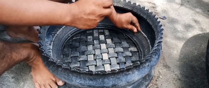 Come tagliare un pneumatico per auto in strisce sottili e dove usarlo