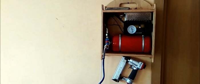 Montagem de um mini compressor com receptor de extintor de incêndio