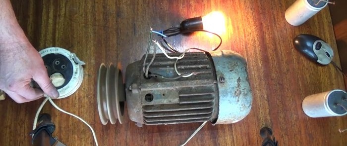 Nouvelle méthode de lampe pour connecter un moteur électrique triphasé à un réseau monophasé 220 V