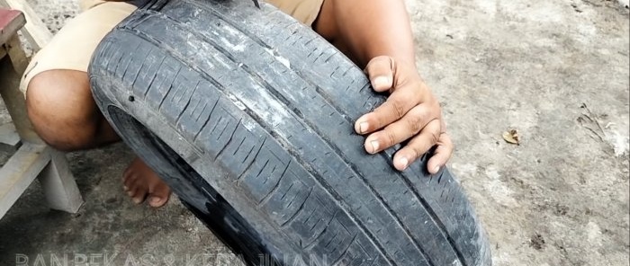 Oprava deravej podrážky pneumatikou auta