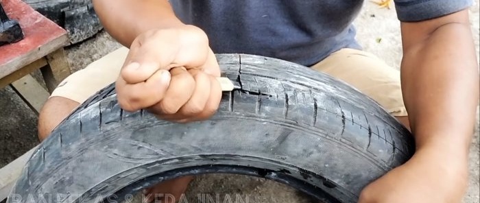 Ремонт на спукана подметка с автомобилна гума
