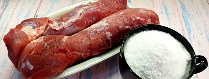 Wie man Basturma aus Schweinefilet mit nur zwei Zutaten ohne chemische Zusätze kocht