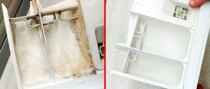 כיצד לנקות מגש למכונת כביסה עם המשקעים העקשניים ביותר אם שום דבר לא מסיר אותם