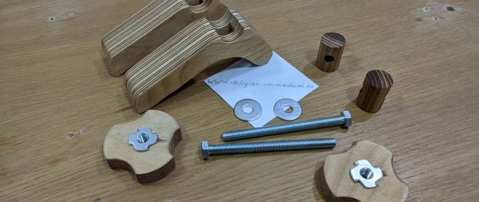 Praktische Do-it-yourself-Klemme für eine T-Schiene aus Sperrholz