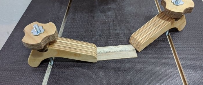 Convenient do-it-yourself clamp for a T-track made of plywood