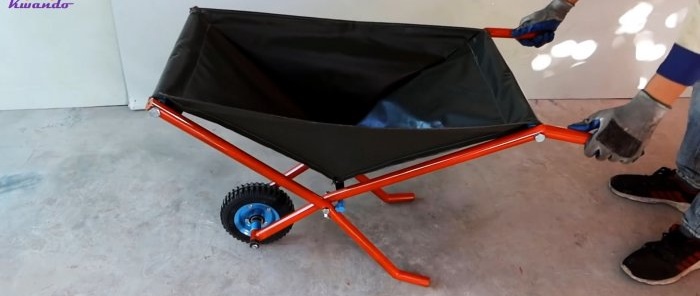 You can take such a lightweight homemade wheelbarrow with you and store it anywhere