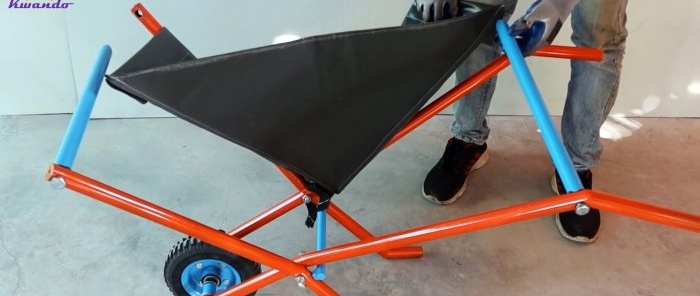 You can take such a lightweight homemade wheelbarrow with you and store it anywhere