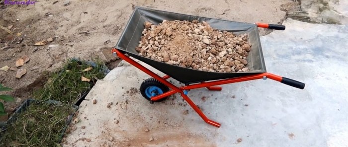 You can take such a lightweight homemade wheelbarrow with you and store it anywhere