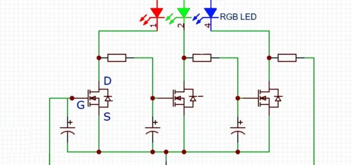 Como montar um controlador de comutação de faixa RGB sem microcircuitos usando três transistores