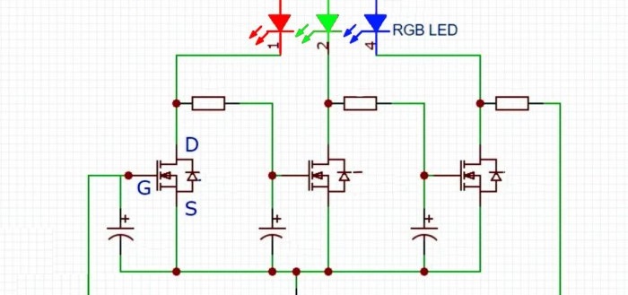 Hur man sätter ihop en RGB-remsväxlingskontroller utan mikrokretsar med hjälp av tre transistorer