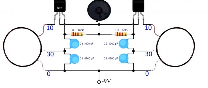 Hvordan lage en Butterfly metalldetektor med kun 2 transistorer