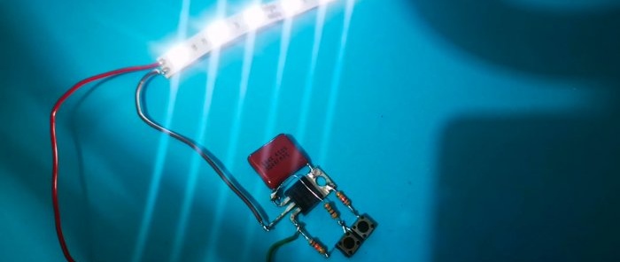 Kā izveidot spiedpogu elektronisko regulatoru, izmantojot vienu tranzistoru