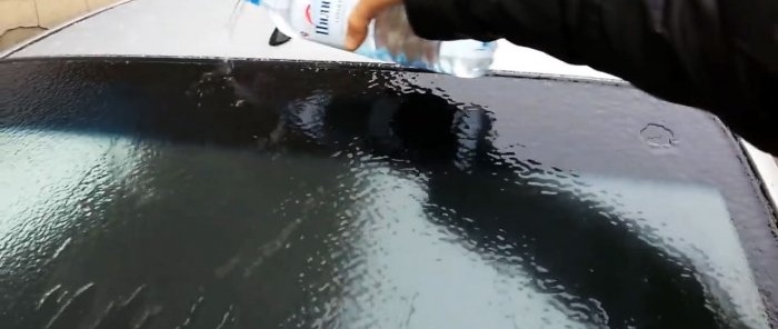 Removing ice with warm water