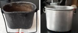 How to clean a camping pot from soot and deposits the old-fashioned way