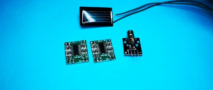 Een set modules voor het verzenden van geluid met behulp van een laserstraal