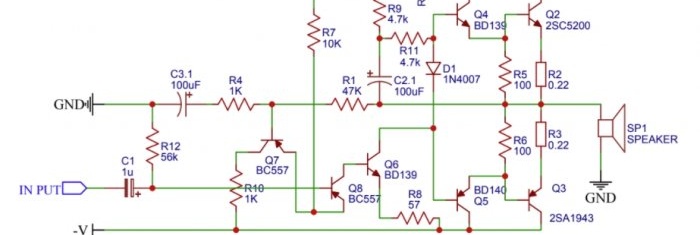 500 W amplifier circuit