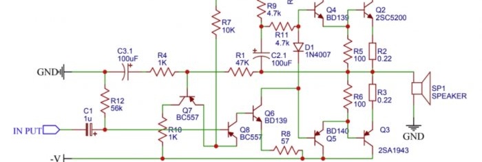 Circuit amplificator de 500 W