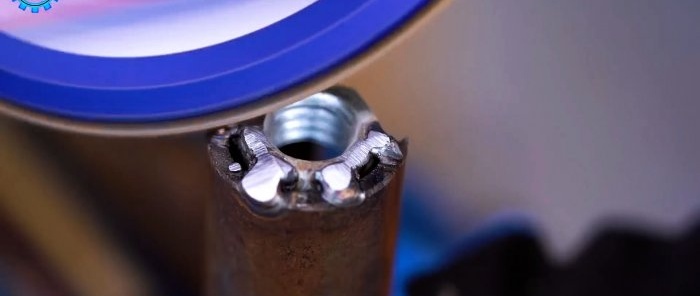 Nuts are welded into the ends of the pipe