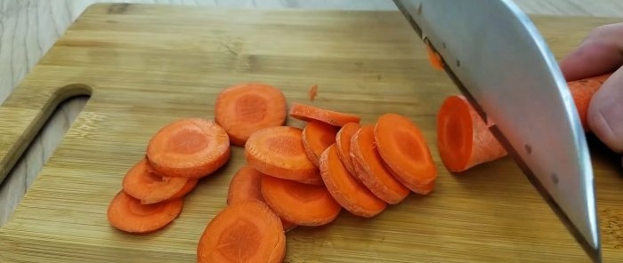 Cutting carrots with a knife