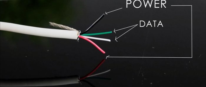 There are 4 wires coming from USB