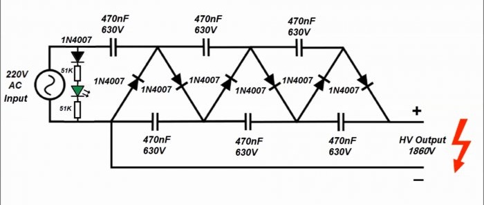 Omvormcircuit zonder transistors
